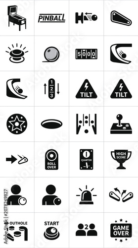Pinball Machine Icons and Symbols Collection