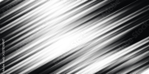 Vector black and white halftone gradient banner, texture template made of lines, grunge graphic backdrop, texture vector background template.