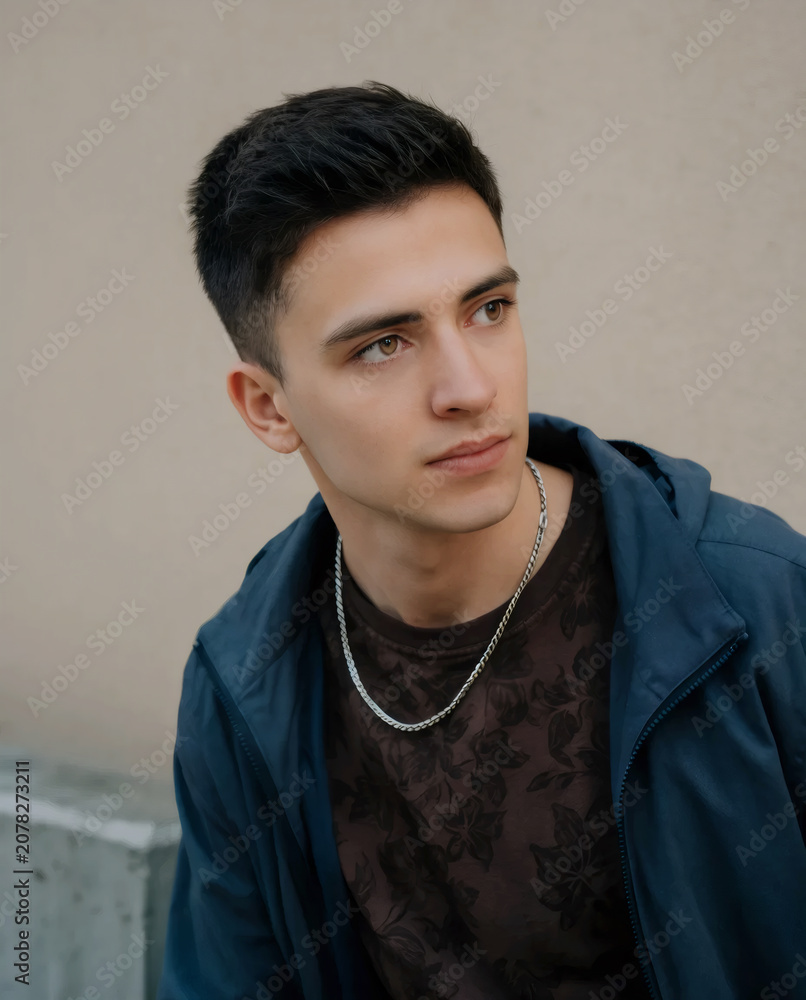 Obraz premium Young Man Portrait with Short Hair