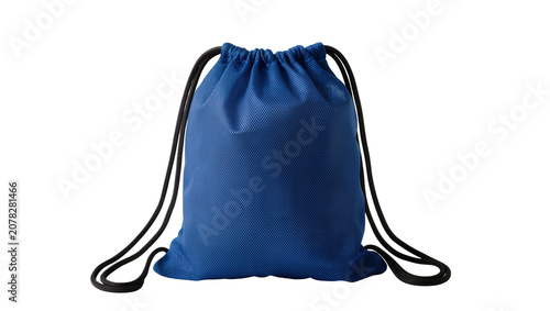 Tableau sur toile Isolated vibrant blue mesh drawstring pouch bag ideal for sports equipment and t