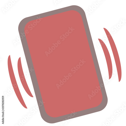 Vibrating red smartphone vector icon. Ideal minimalist mobile phone illustration for apps, UI design, and digital marketing graphics.
