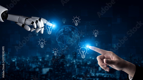 Obraz na płótnie An AI assistant facilitates global brainstorming to generate creative ideas