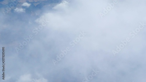 4K Motion landscape sky Aerial view summer tropical blue sky fluffy white cloud summertime sunny day cloudscape. Cumulus blue skyline spring sunlight climate background. Heaven environment
