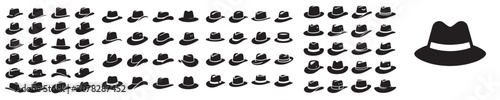 Fotografía Unique black fedora among rows of identical hats