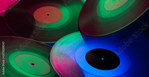 фотографія Abstract colorful music background with vinyl records