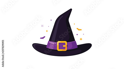 Photos Black Witch Hat with Purple Belt.