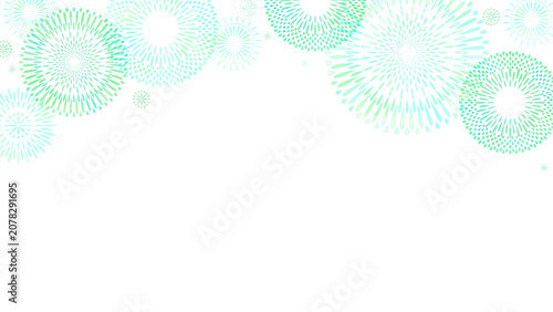 淡いグリーンの花火のイラスト背景
