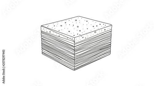Minimalist Geological Cross-Section Block with Stratified Layers Line Art
