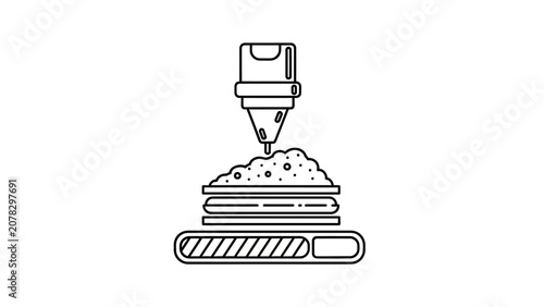 3D Food Printer Icon and Automated Culinary Technology Vector Illustration