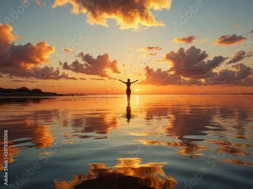 Moody Sunset Silhouette Photography for Peace, Calm and Inspiration, Generative AI