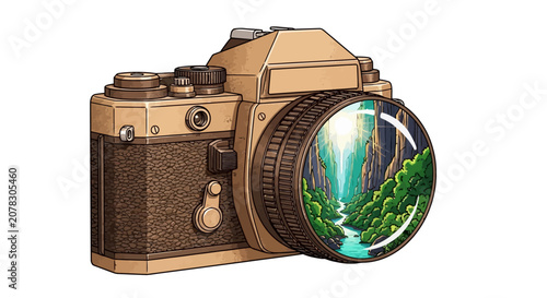 Fotografía Vintage Film Camera Landscape Illustration