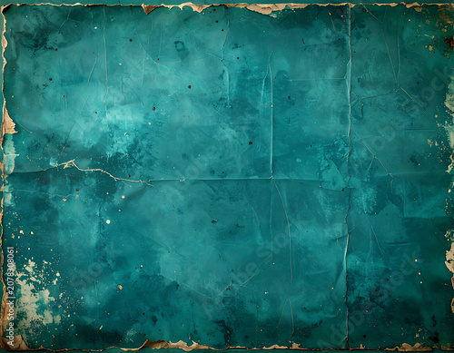 エメラルドグリーンのヴィンテージな質感の抽象的な背景素材/Abstract background with emerald green vintage texture