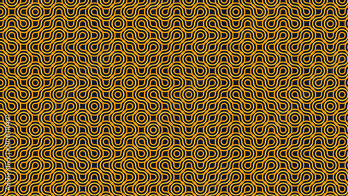 Procedural art, abstract geometric orange and blue maze patter
