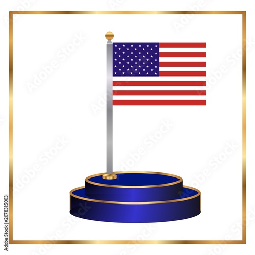 Obraz na plátně United States flag on a golden podium isolated on white background