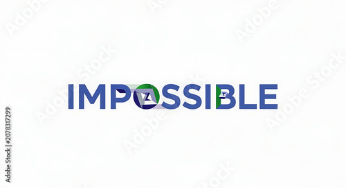 Impossible word text with optical illusion design on white background