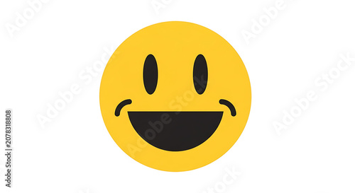 Yellow Smiley Face Icon with a Happy Cheerful Expression on White Background