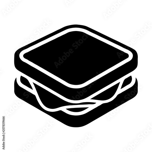 Minimal Single Grilled Cheese Silhouette Vector Icon for Food Design