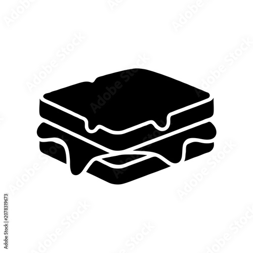 Minimal Single Grilled Cheese Silhouette Vector Icon for Food Design