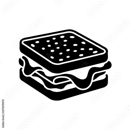 Minimal Single Grilled Cheese Silhouette Vector Icon for Food Design