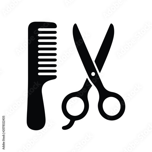 Hairdresser or scissors hairbrush icon. comb and scissors icon. haircut place mark. vector