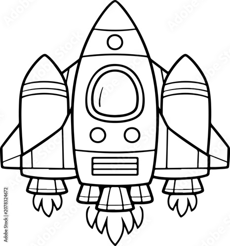 futuristic space ship cartoon outline hand drawn Line Art illustration doodle art coloring page for kids