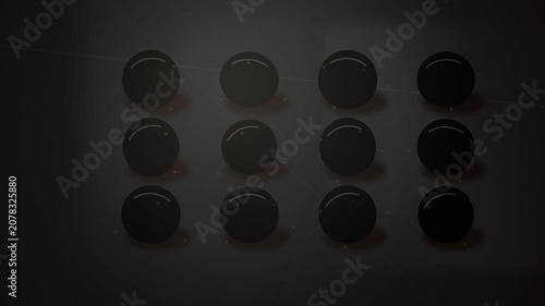 Abstract dark background featuring a grid of twelve circular buttons or icons.
