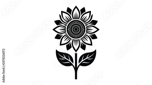 Black sunflower icon on white