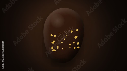 Abstract Digital Animation Featuring Glowing Golden Particles Floating Inside A Dark Sphere.