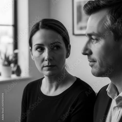 Serious Couple Deep In Thought During A Somber Conversation