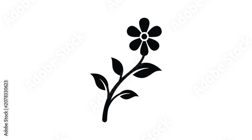 Simple black flower icon on white