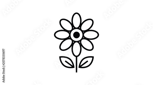 Simple line art flower icon