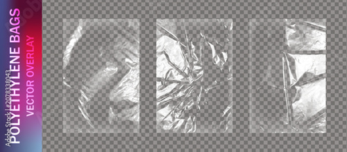 Foto Realistic set of transparent plastic polyethylene bags overlay