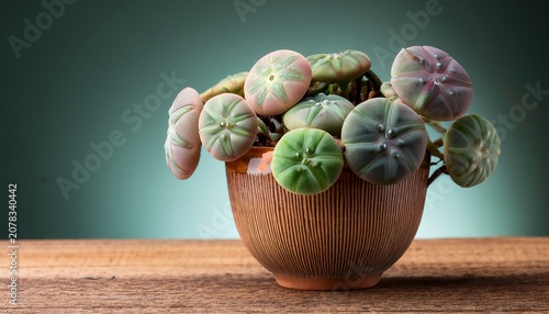 A Bunch Of Lithops Im A Ceramic Pot On A Wooden Table