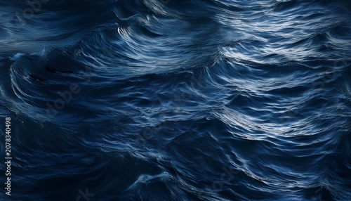 Seamless Dark Blue Ocean Water Surface Texture With Subtle Ripples And Cinematic Highlights Moody Deep Sea Background