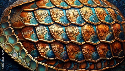 Abstract Ornate Turtle Shell Background