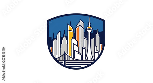 Modern Skyline Cityscape Icon representing Urban Development and Growth