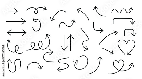 Hand Drawn Arrow Collection: Simple, Curved, and Wavy Designs
