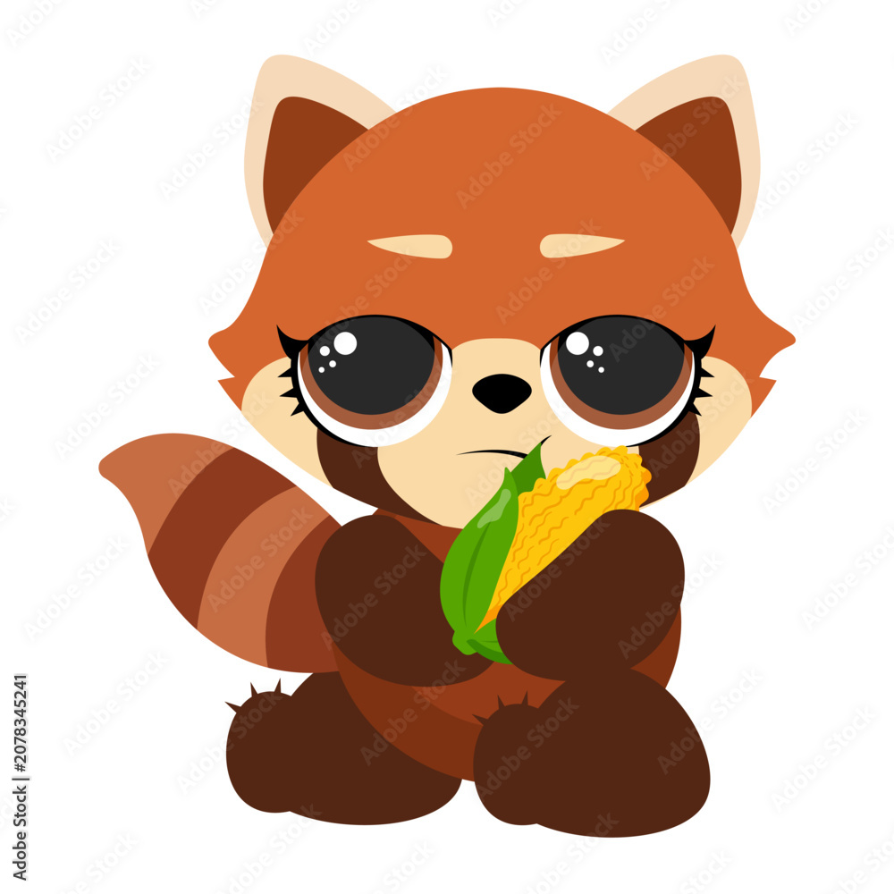 Naklejka premium Cute baby red panda character