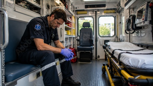 Burned Out Paramedic and Firefighter Experiencing Occupational Stress After Emergency Shift