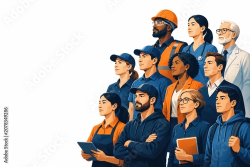 Diverse Group Of Professionals Vector Illustration With White Background