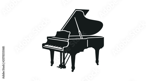 Schilderij op canvas Grand Piano Silhouette - Classic Musical Instrument Icon