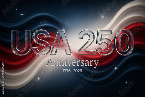 USA 250th anniversary logo, patriotic celebration, American independence, 1776-2026 commemorative design