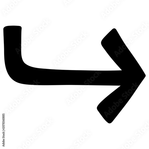 Hand Drawn Bent Right Arrow Icon