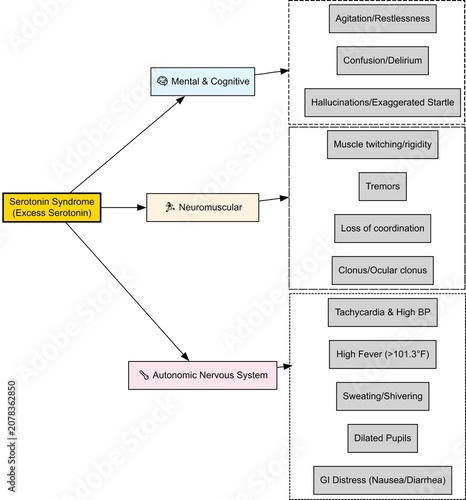 Medical Infographic of Serotonin Syndrome Symptoms and Clinical Signs