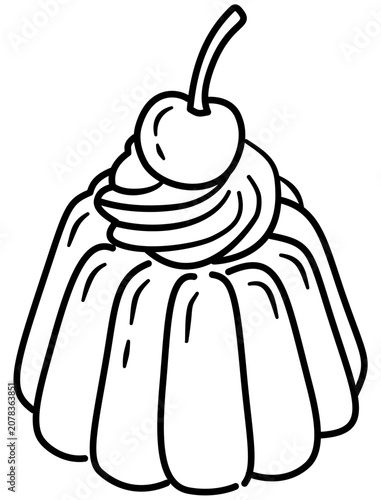 Cherry pudding line art vector illustration