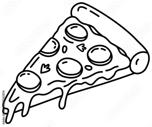 Pizza slice line art vector illustration