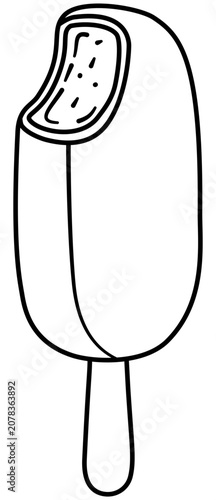 Ice cream stick line art vector illustration