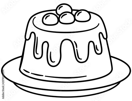 Pudding line art vector illustration
