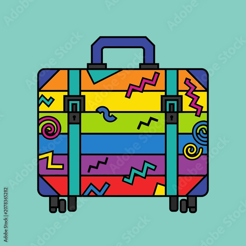 Retro Suitcase Vibrant Abstract Patterns