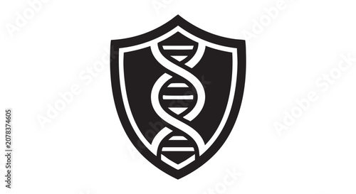 Bild auf Leinwand shield black vector icon with dna helix protection design